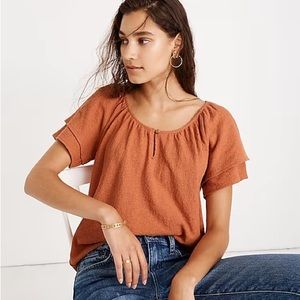 Madewell Tiered Sleeve Top Sz M Sweet Dahlia Rust Style #L7353